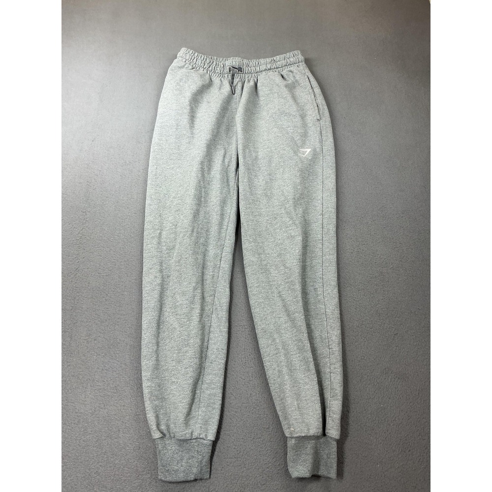 Gymshark Jogger Pants Mens Small Gray French Terry Athletic Sweatpants Logo